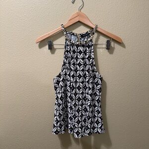 Women’s Medium? Cable & Gauge Black White Geometric Gold Chain Sleeveless Top